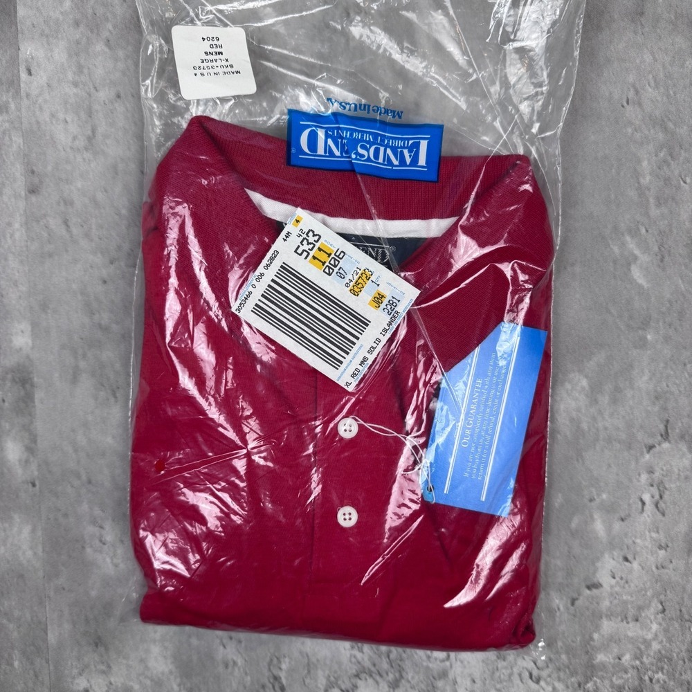 Vintage Lands‎ End Interlochen Knit Polo Shirt Mens XL Rugby Deadstock USA NWT